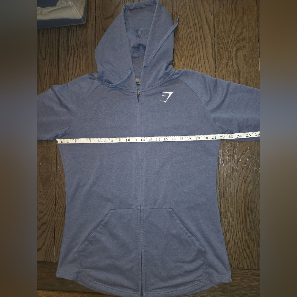 G207. Gymshark Zip-Up Hoodie in Blue/Gray - Size L - Picture 8 of 9